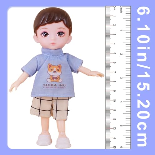 Beem Jun 6 Inches Boy Dolls Set Ball Jointed Doll Kids Boy Doll with Clotheswith Gift Box and Greeting Card Ideal Gift for Kids - Image 5