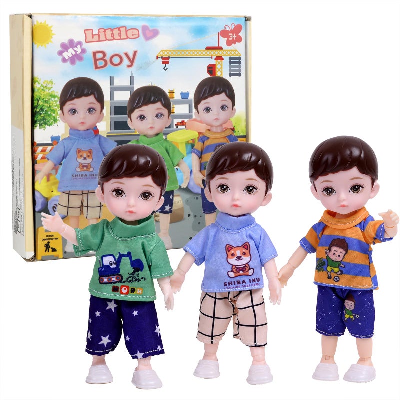 Beem Jun 6 Inches Boy Dolls Set Ball Jointed Doll Kids Boy Doll with Clotheswith Gift Box and Greeting Card Ideal Gift for Kids - Image 3