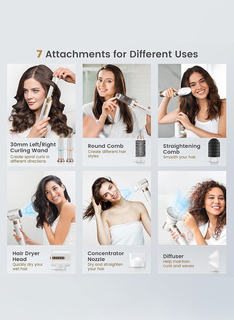 GloCurlX 1400W Hair Dryer Brush 7 IN ONE Airwrap Hair Dryer & Styler with Hot Air Brush, Curling Wand, Diffuser Nozzles & Straightener Comb Curly Straight & Twisted Hair Ionic Brush Blow Dryer for Salon-Quality Styling  - Image 3
