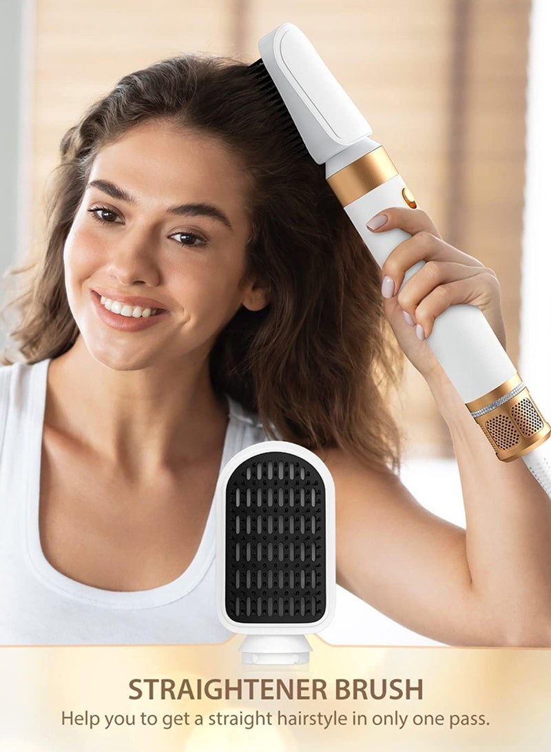 مجفف شعر بقوة 1400 واط، 7 في 1، مجفف شعر ومصفف شعر مع فرشاة هواء ساخن، وعصا تجعيد، وفوهات موزعة، ومشط فرد، للشعر المجعد والمستقيم والملتوي، فرشاة أيونية، مجفف شعر لتصفيف الشعر بجودة الصالونات - Image 4