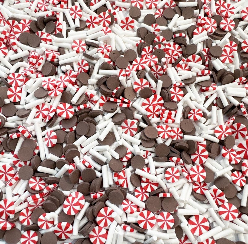 EHOPE Christmas Slices Fake Sprinkles Resin Sprinkles Fake Candy Sprinkles Clay Sprinkles Polymer Sprinkles Polymer Clay Slices for Nail Art DIY Crafts Cake Phone(Brown Round+Red Candy-40G) - Image 5