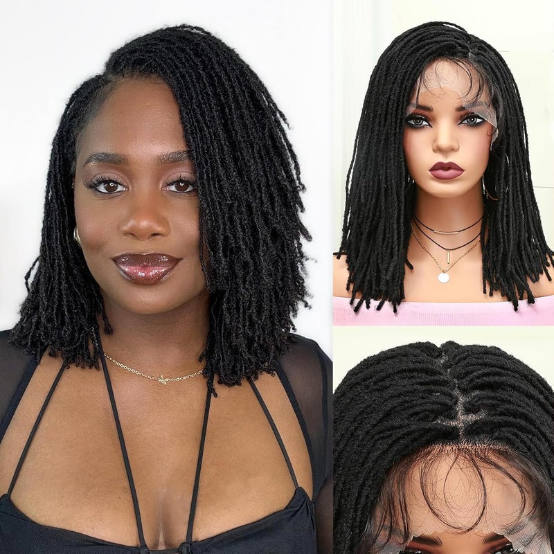Lady Miranda Lady Miranda Full Lace Dreadlock Wig with Baby Hair Pre Plucked Knotless Square Part Faux Locs Wig Braided Wigs for Black Women Full Double Lace Wig Dreadlocks Crochet Hair for Black Women