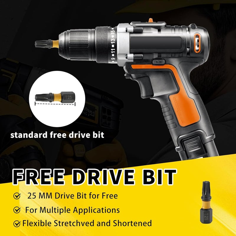 ASTRWK براغي خشبية 1-1/2 بوصة، براغي سطح #8×1-1/2 بوصة، 155 قطعة، مقاومة للصدأ ومغطاة بالإيبوكسي، تشمل قطع توركس T25، تان - Image 4