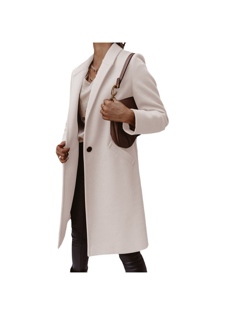 Generic - Autumn Winter Solid Turn-Down Collar Coat for Women Brown - Image 1