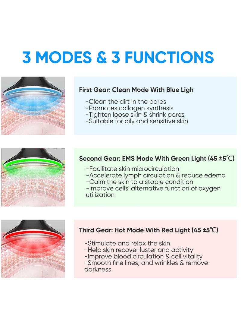 Excefore Face Massager Anti Aging Neck Eye Massager, 3 Modes Heat High Frequency Vibration Anti Wrinkles Facial Device for Skin Tightening & Lifting, Micro-Current Neck Protector USB Rechargeable - Image 5