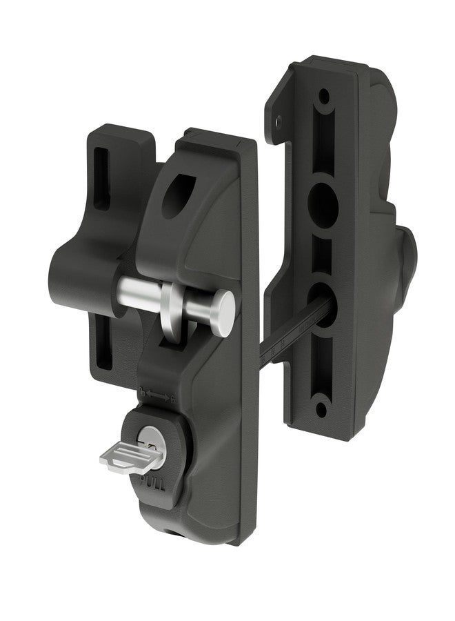 HILLMASTER Key Lockable 2 Way Gate Latch,Key Operates on Both Sides of Gate,2 Sided Gate Fence Lock for Outdoor Gates,Locking Gate Door Lock Fence Latch Gate Hardware for Metal,Wood,Vinyl Fence,Black Finish - Image 1