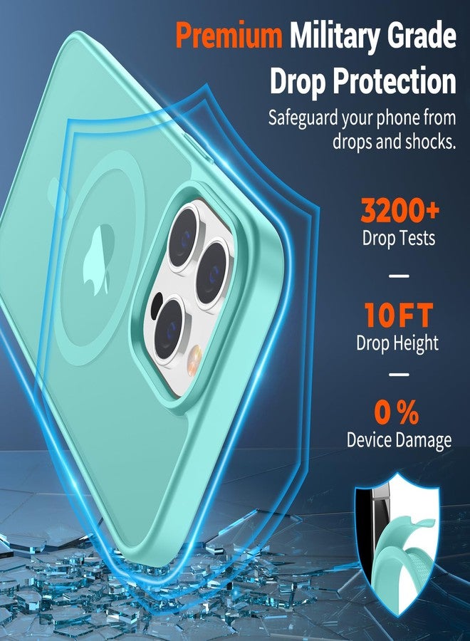 استلق جراب SUPFINE المغناطيسي لهاتف iPhone 13 Pro (متوافق مع MagSafe) (حماية فائقة ضد السقوط بمعايير عسكرية) غطاء هاتف رفيع وشفاف غير لامع مقاوم للصدمات، أزرق مخضر - Image 3
