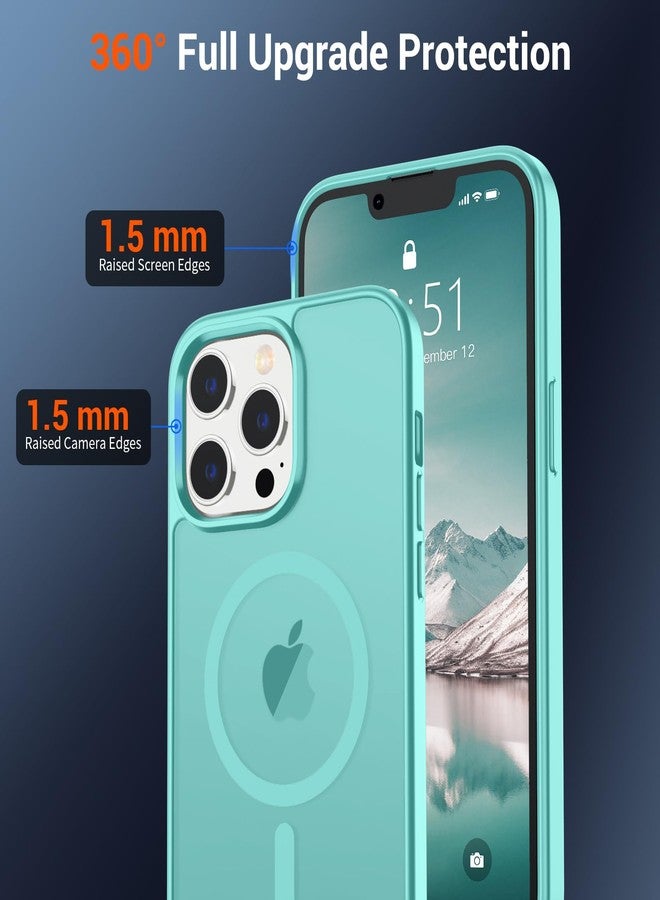 استلق جراب SUPFINE المغناطيسي لهاتف iPhone 13 Pro (متوافق مع MagSafe) (حماية فائقة ضد السقوط بمعايير عسكرية) غطاء هاتف رفيع وشفاف غير لامع مقاوم للصدمات، أزرق مخضر - Image 4