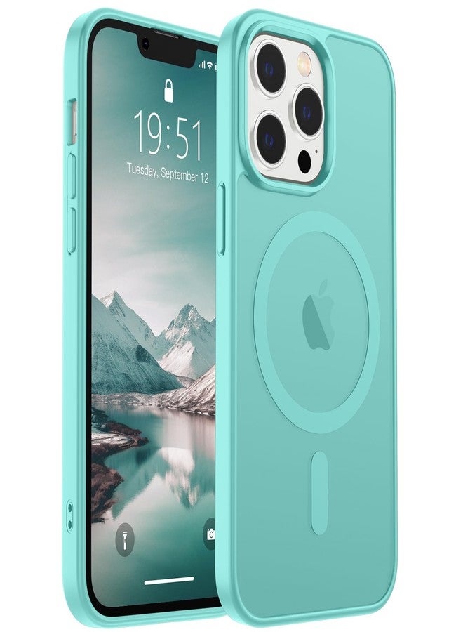 استلق جراب SUPFINE المغناطيسي لهاتف iPhone 13 Pro (متوافق مع MagSafe) (حماية فائقة ضد السقوط بمعايير عسكرية) غطاء هاتف رفيع وشفاف غير لامع مقاوم للصدمات، أزرق مخضر - Image 1