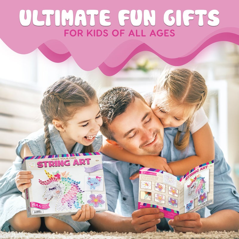 هابينيست String Art Craft Kit for Kids Ages 10-12 and Up, 3D String Art Kit Crafts for Teens, Birthday Gifts for Tween Girls Ages 10 11 12 Years Old and Up, Makes 3 Designs - Unicorn, Cat, and Flower - Image 4