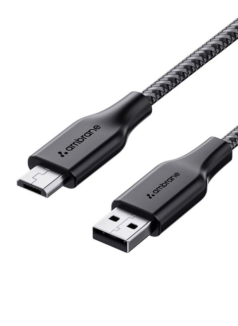 Ambrane Unbreakable 60w / 3a Fast Charging 1.5m Braided Micro Usb Cable for Smartphones, Tablets, Laptops & Other Micro Usb Devices, 480mbps Data Sync, Quick Charge 3.0 (Rcm15, Black)