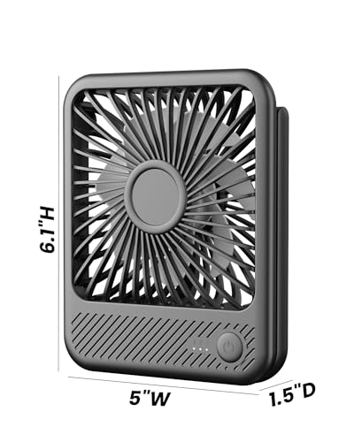 Koonie Battery Operated Desk Fan, 5'' Small USB Portable Fan with Max. 11h Runtime, Strong Wind, 180° Tilt Folding and 3 Speeds Adjustable, Ultra Quiet for Office Travel Camping Bedroom - Image 2