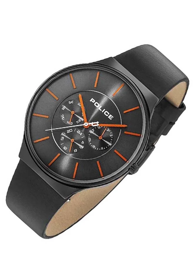 بوليس Black Dial Black Leather Strap Chronograph Watch for Men