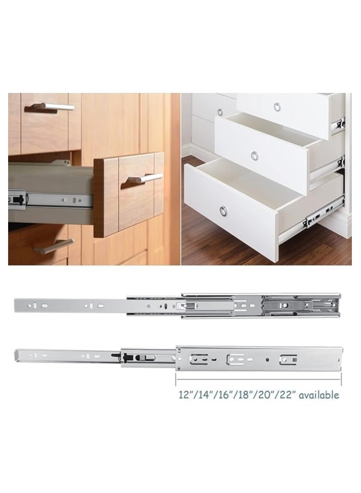 درافل شرائح أدراج محمل كروي شديدة التحمل من Duravel، قضبان خزانة فولاذية، امتداد كامل (14 بوصة) - Image 2