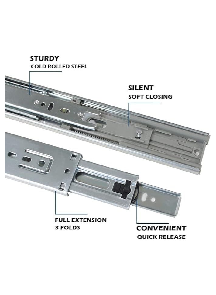 درافل شرائح أدراج محمل كروي شديدة التحمل من Duravel، قضبان خزانة فولاذية، امتداد كامل (14 بوصة) - Image 5