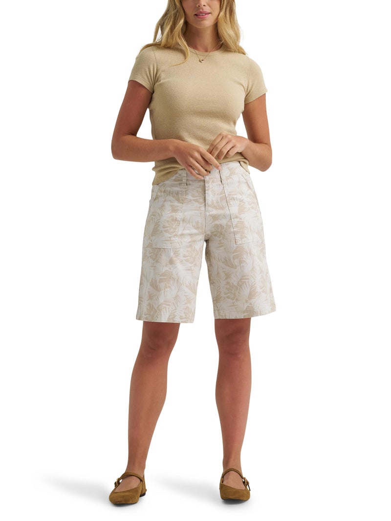 Lee Women's Ultra Lux Comfort with Flex-to-Go Utility Bermuda Short, Natural/Soybean Palm, 14 - Image 4