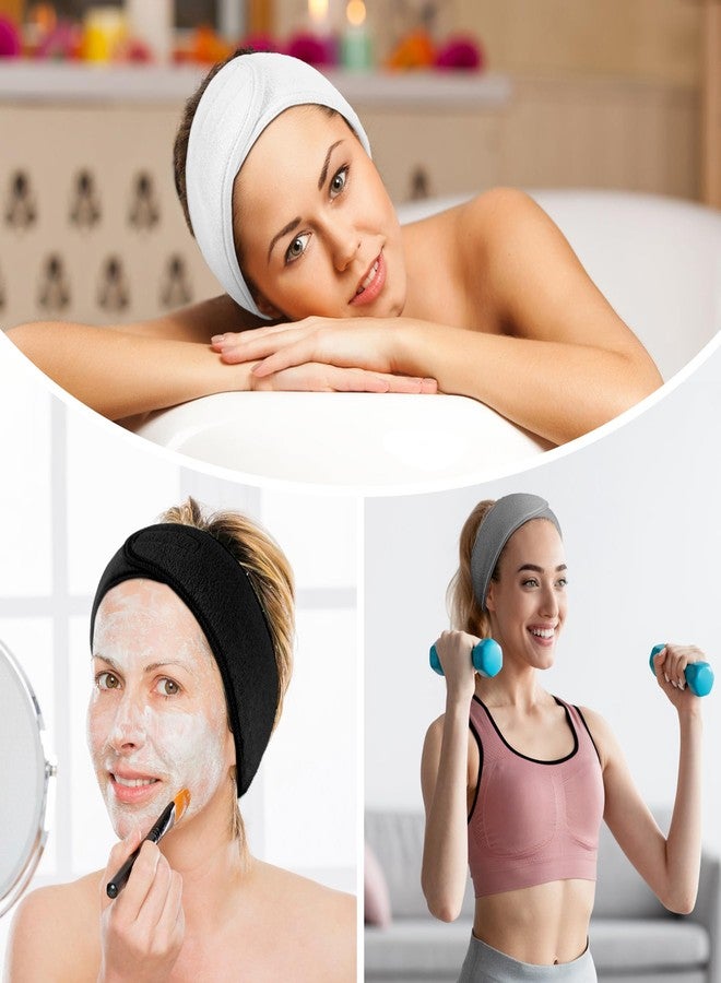 لايدز طوق رأس سبا للوجه - 3 قطع، غطاء رأس للاستحمام والمكياج، طوق رأس رياضي، منشفة قابلة للتعديل من قماش تيري مع شريط لاصق سحري - Image 4