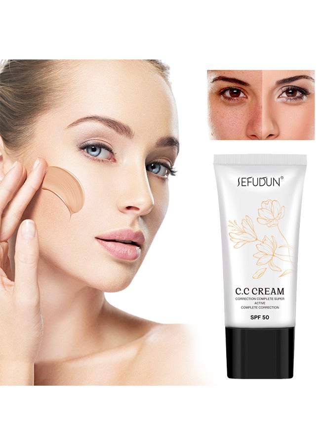 Sefudun C.C Cream, CC Cream Self Adjusting for Mature Skin, Super Active CC Cream Foundation with SPF 50 for Face and Body Color Correcting 30ml - Image 1