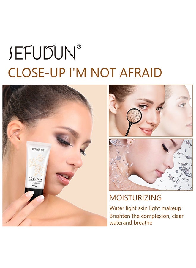 Sefudun C.C Cream, CC Cream Self Adjusting for Mature Skin, Super Active CC Cream Foundation with SPF 50 for Face and Body Color Correcting 30ml - Image 5