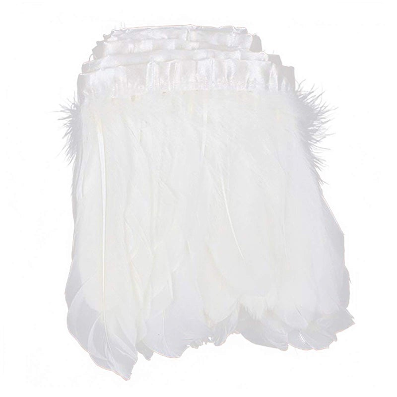 AWAYTR Duck Goose Feather Trim Fringe 2 Yards White