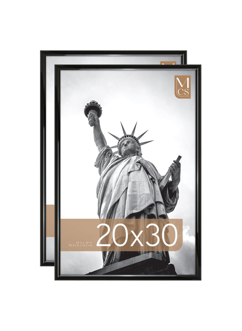 MCS MCS Trendsetter 20x30 Poster Frame Black HighGloss Vertical  Horizontal Wall Hanging Large Picture Frame for Photos Posters  Art Prints 2Pack 