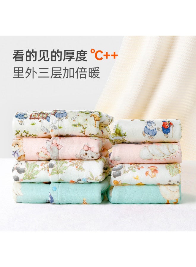 YISHUANGER Baby Warm Underwear Set Children's Three-layer Cotton Padded Thickened Thermal Underwear Boys Girls Separated Pajamas - Image 3
