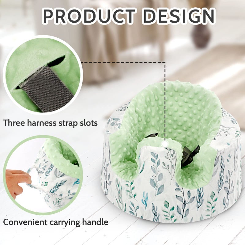 DILIMI Minky Seat Cover Compatible with Bumbo Seat, Removable Ultra Soft Comfortable Warm Seat Slipcover for Baby Girl and Boy, Green Leaf - Image 2