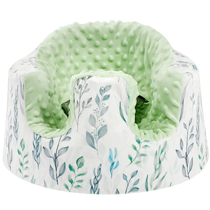 DILIMI Minky Seat Cover Compatible with Bumbo Seat, Removable Ultra Soft Comfortable Warm Seat Slipcover for Baby Girl and Boy, Green Leaf - Image 1