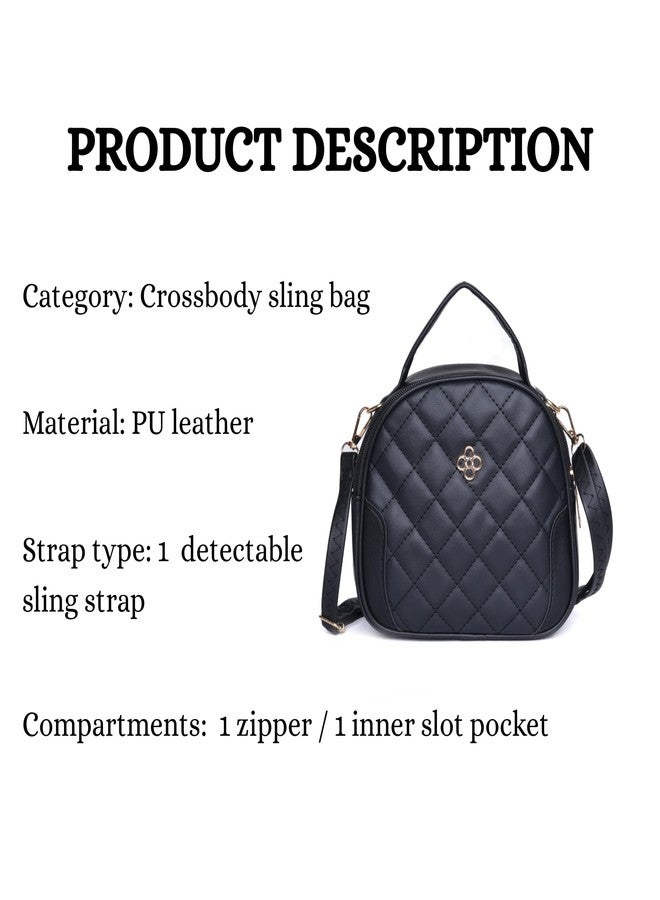 SANTORINI Aria Quilted Women Sling Bag | Compact PU Leather Handbag with Adjustable Strap, 1 Zippered compartment with zipper pockets | sling for Party, causal, outing, dinner etc. (Black) - Image 5