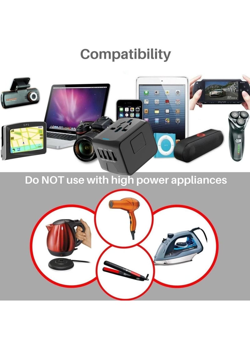 Universal Travel Adapter, International All in One Power Adapter with High Speed 3 USB & Type C Travel Charger, Travel Adapter for US EU UK AU (Black) - Image 5
