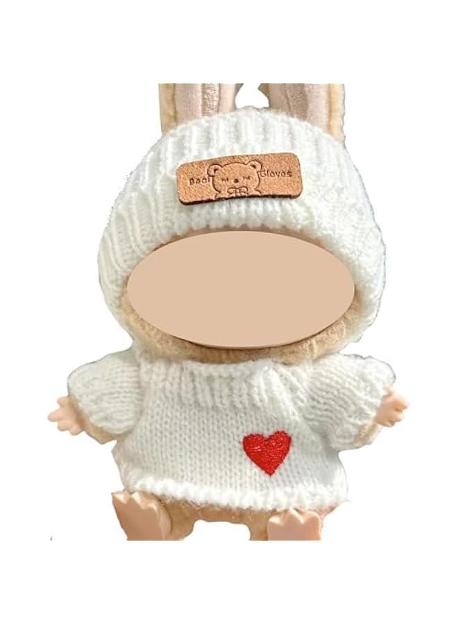 Arabest 17cm Doll Clothes for labubu Dolls, Dolls Clothes and Hat Accessories, Love Sweater Set, Clothing Outfit Sets for 6.7inch Dolls, Luxury Customization Style 001, White - Image 1