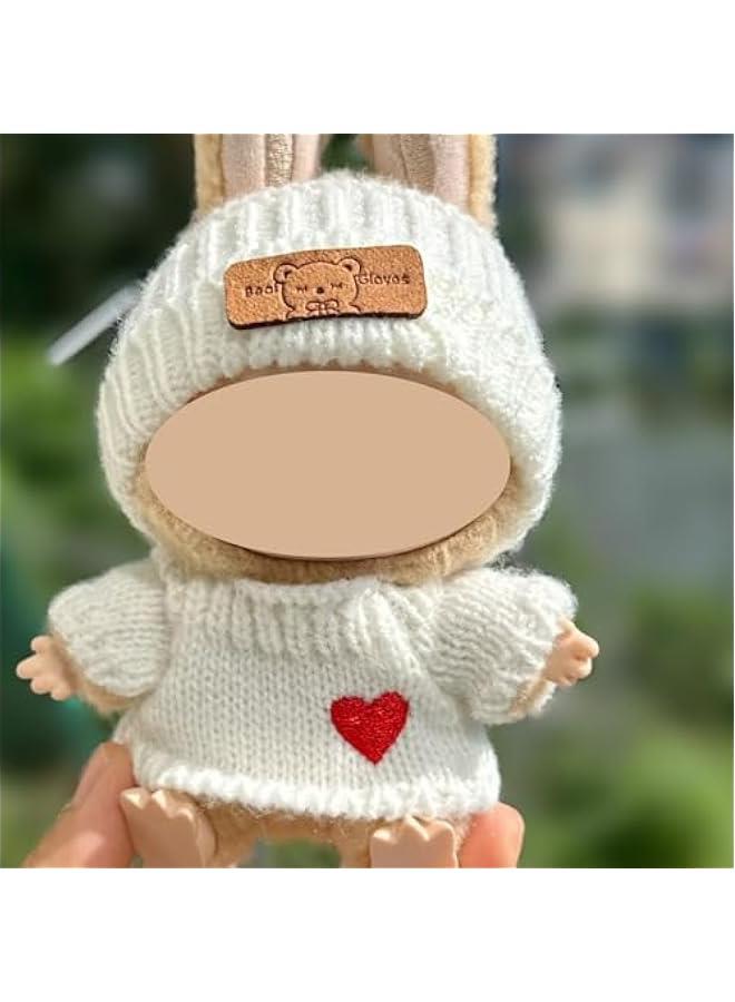 Arabest 17cm Doll Clothes for labubu Dolls, Dolls Clothes and Hat Accessories, Love Sweater Set, Clothing Outfit Sets for 6.7inch Dolls, Luxury Customization Style 001, White - Image 2