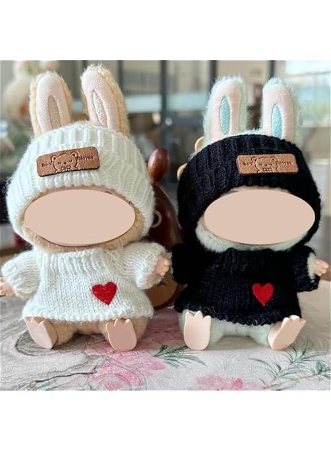 Arabest 17cm Doll Clothes for labubu Dolls, Dolls Clothes and Hat Accessories, Love Sweater Set, Clothing Outfit Sets for 6.7inch Dolls, Luxury Customization Style 001, White - Image 4