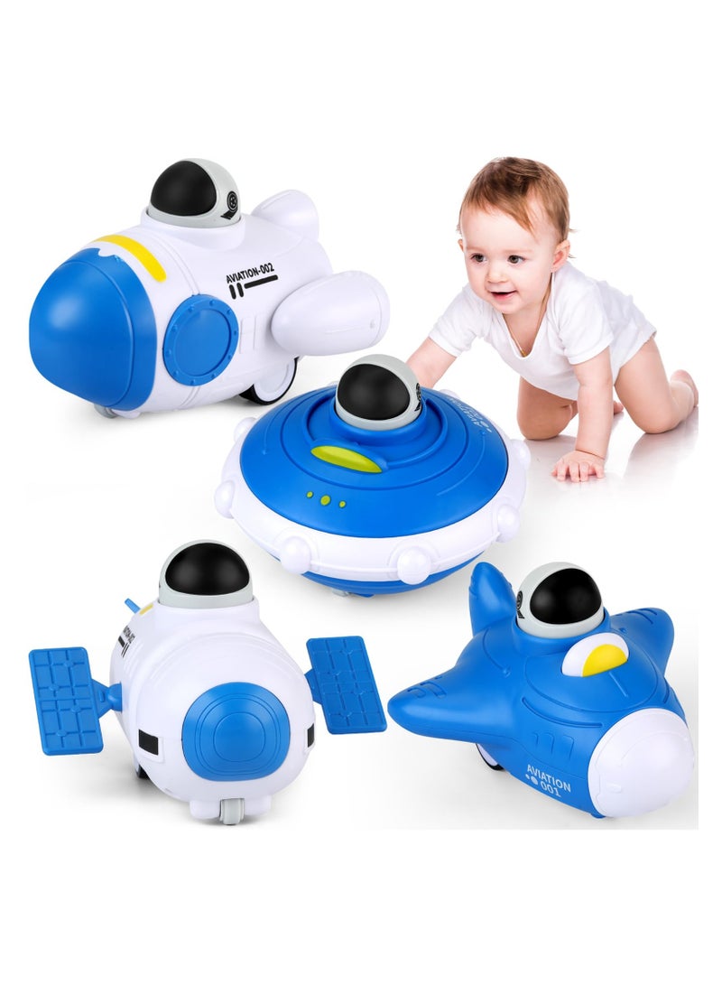 SOLARAE 4 قطع سيارات فضاء للأطفال، هدية عيد ميلاد لصبي عمره 1 سنة، سيارات دفع واذهب، سيارات ألعاب ذات حركة ذاتية، ألعاب للأطفال من 12-18 شهر، هدايا عيد الميلاد للأطفال من 1 إلى 3 سنوات للبنين والبنات - Image 1