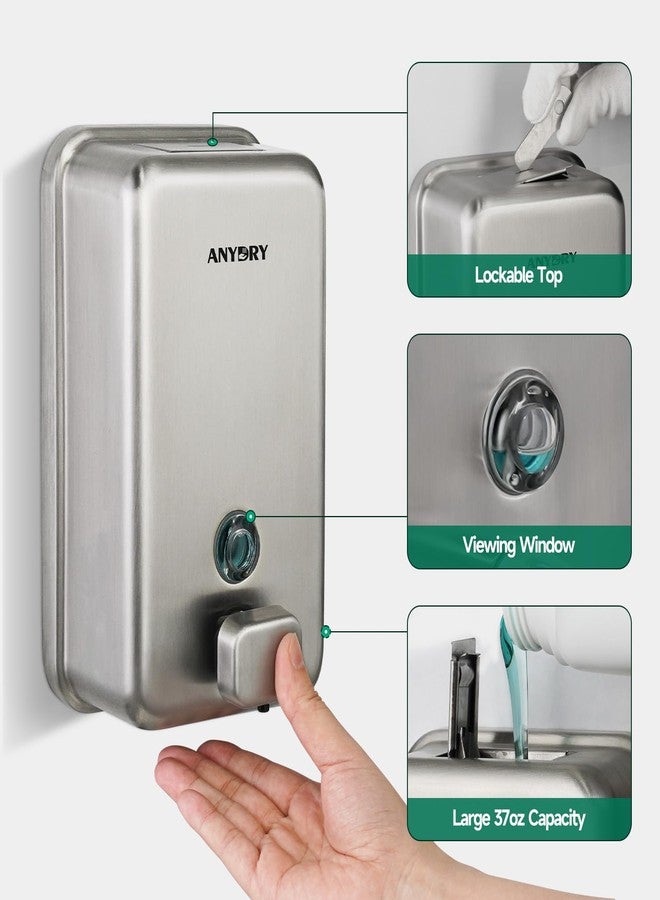 anydry Commercial Soap Dispenser Wall Mounted 37oz Brushed Stainless Steel - Image 5
