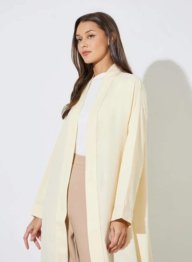 Amirah  Yellow Solid Open Front Maxi Abaya for Women | Best Price UAE