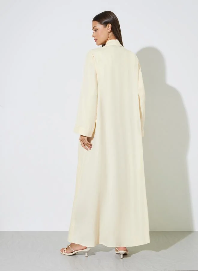 Amirah  Yellow Solid Open Front Maxi Abaya for Women | Best Price UAE