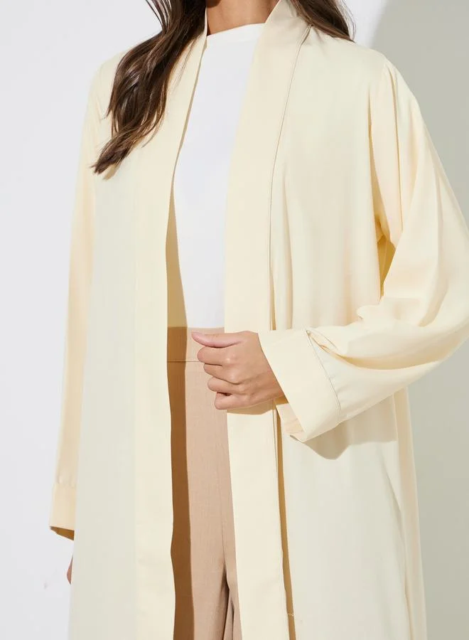 Amirah  Yellow Solid Open Front Maxi Abaya for Women | Best Price UAE