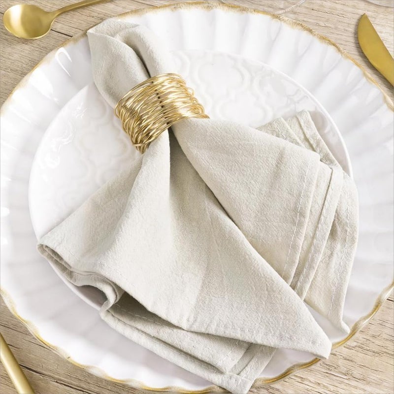 MLMW Linen Cloth Napkins Set of 6 Boho Spring Cotton Natural Dinner Napkins Cloth Bulk Washable 16""?16"" for Rustic Wedding Party Baby Bridal Shower Birthday Table Decorations - Image 1