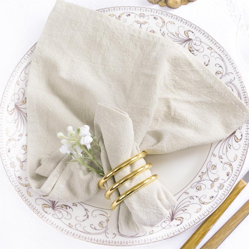 MLMW Linen Cloth Napkins Set of 6 Boho Spring Cotton Natural Dinner Napkins Cloth Bulk Washable 16""?16"" for Rustic Wedding Party Baby Bridal Shower Birthday Table Decorations - Image 3