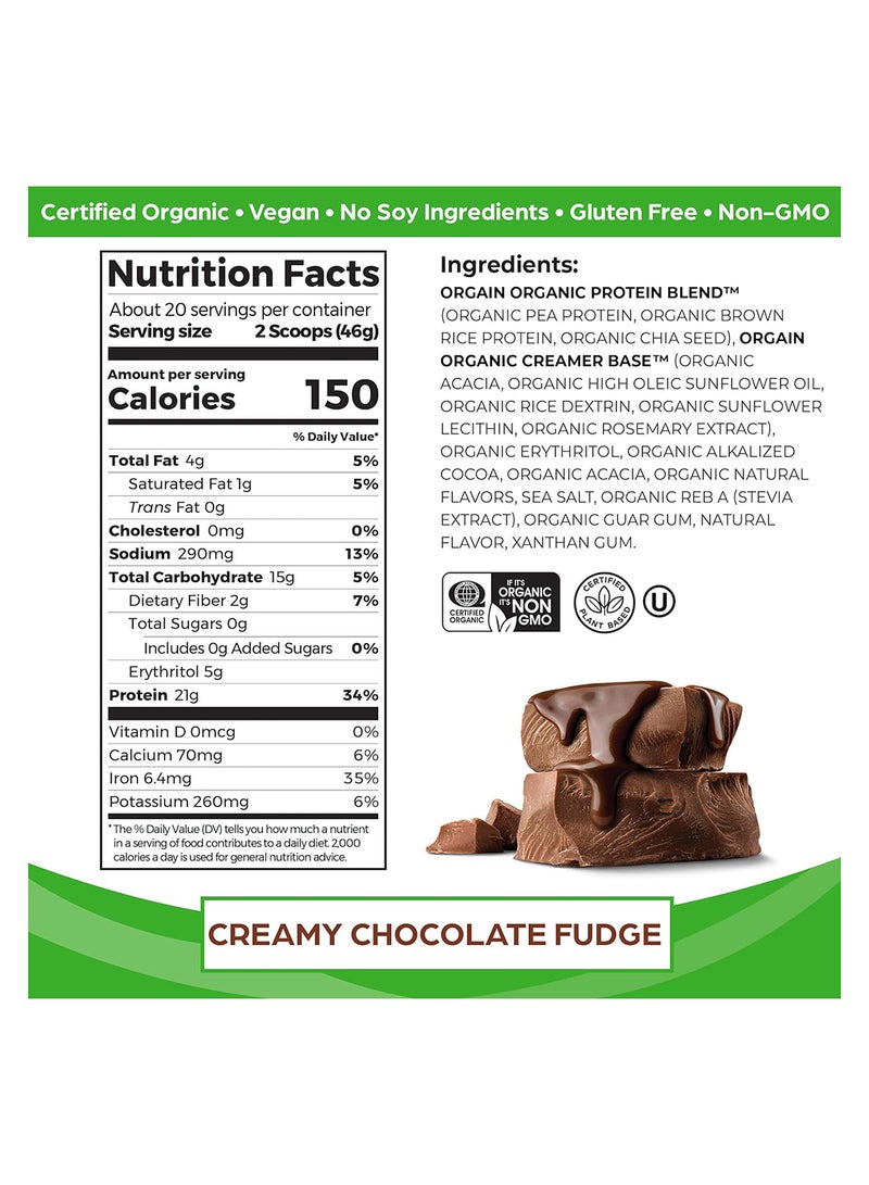 Orgain Na1 Organic Protein Plant Based Powder (Creamy Chocolate Fudge,2.03Lbs,920G) - Image 2