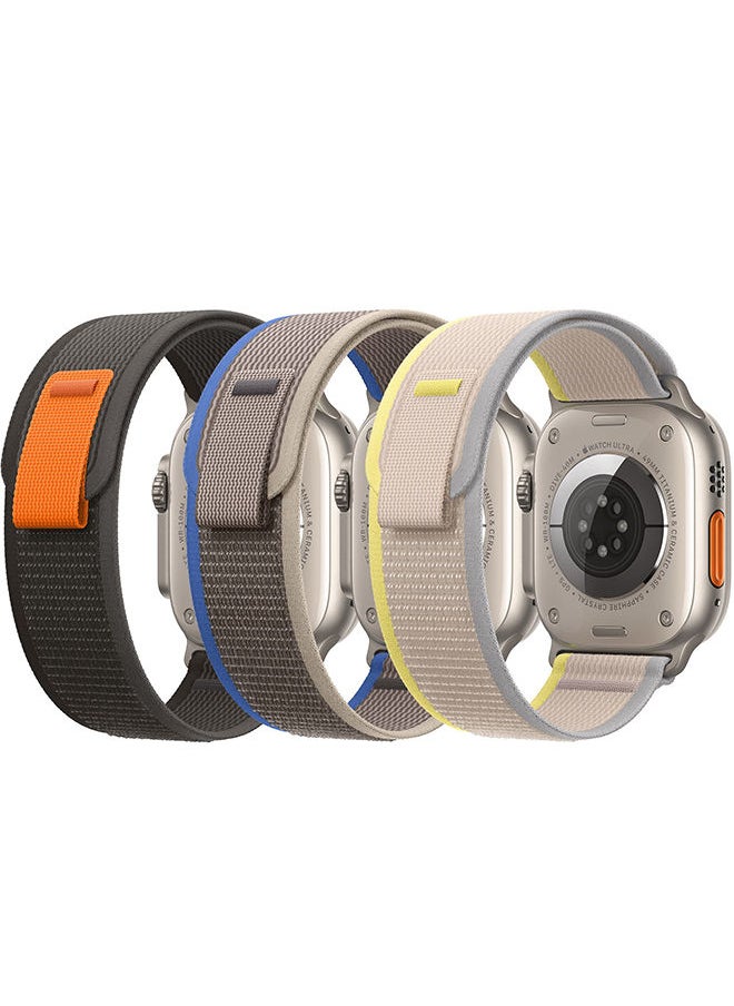 O Ozone Trail Nylon Loop Straps (Pack of 3) For Apple Watch Band Ultra 49mm 42mm 44mm 45mm Adjustable strap for iWatch Series 8/7/6/5/4/3/2/1/SE - Black/Grey/Beige  - Image 1