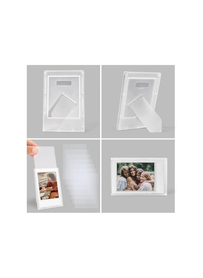 Mini Picture Frame for Instax/Polaroid, 2x3 Frosted Clear Photo Frames, Lossless Clarity Desktop Photo Frame with Stand, Mini Photo Frame Living Room Bedroom Study Table (8 Pack)