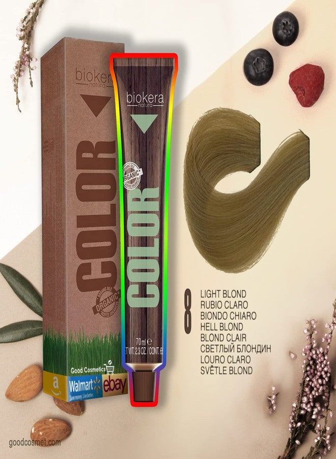 Salerm Biokera Natura Colour Permanent Hair Dye #8 Light Blonde, 2.3 Ounce - Image 1
