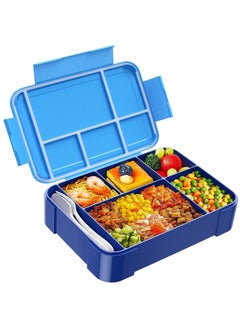 Bento Lunch Box for Kids 1330ml Large Leak proof 6 Compartments Kids Lunchbox Bento Box with Utensils for Back to School Book-Style Reusable Lunch Sack