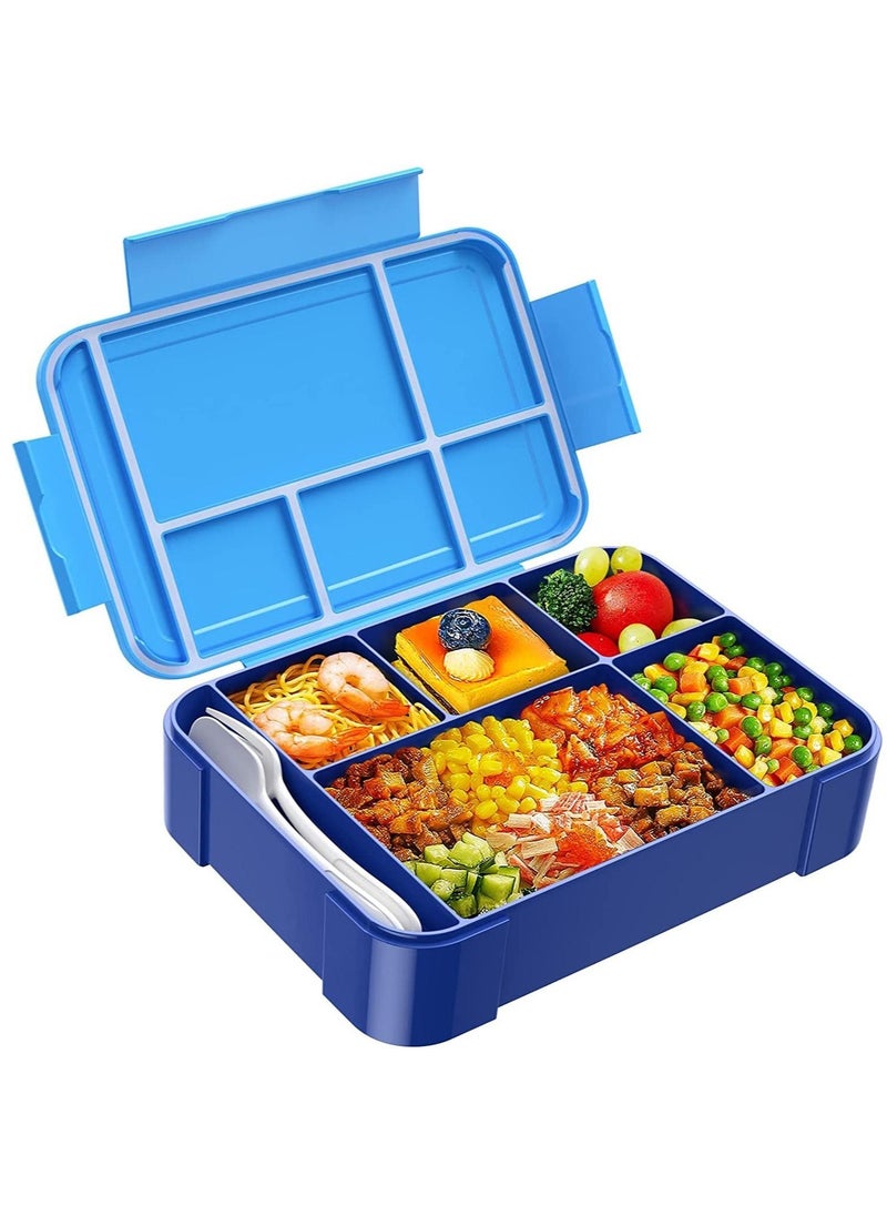 Generic - Bento Lunch Box for Kids 1330ml Large Leak proof 6 Compartments Kids Lunchbox Bento Box with Utensils for Back to School Book-Style Reusable Lunch Sack - Image 1