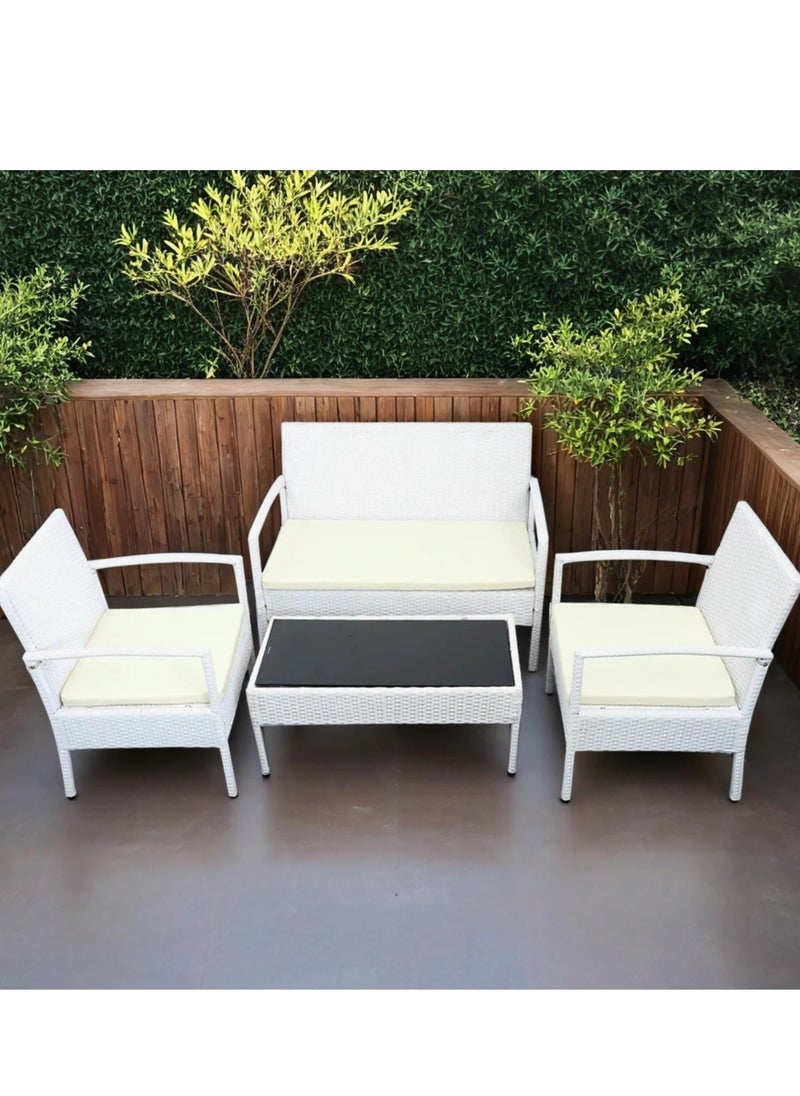 Generic - 4 People Conversation Sets Outdoor Wicker Rattan Chairs Garden Backyard with Table - Image 1