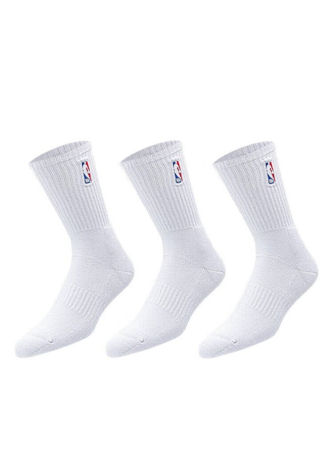 Nba Men's Casual Long Tube Cotton Basketball Socks Autumn Thickened Terry High Tube Sports Socks 3 Pairs