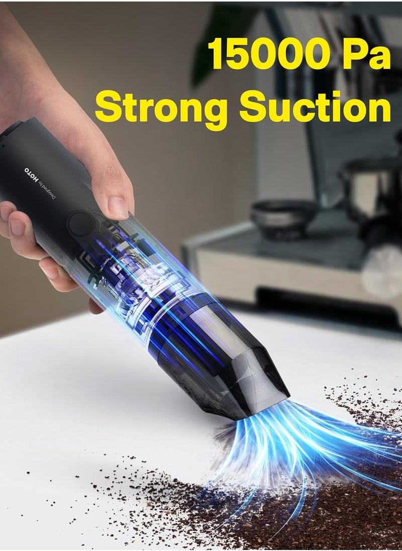 HOTO Handheld Cordless Vacuum Cleaner | 4-in-1 Air Duster & Blower – 15000Pa Powerful Suction | USB-C Rechargeable | High-Speed 500L/min Airflow  Compact & Lightweight, for Desk, Computer, Keyboard Cleaning, Inflating & Vacuum Sealing – Black  - Image 3