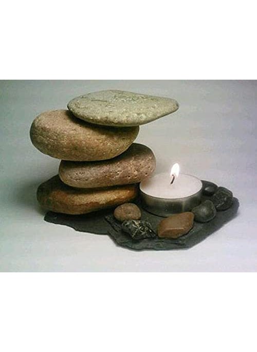 R&M - RM Round Stone Tea Light Candle Holder with Base Festive Special, with Free One Candle Rameshwaram Marble - Image 1